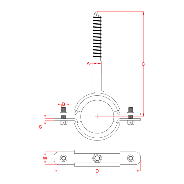 Rubber Lined Split Clamp with welded screw - Image 3